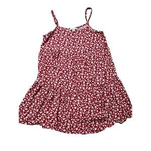 American Eagle Womens M Red & White Floral Strappy Tiered Tank Top